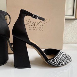 Jewel Badgley Mischka Block Heel Ankle Strap Dress Sandals, Size 7